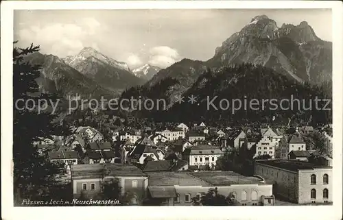 Fuessen Allgaeu Ansicht mit Schloss Neuschwanstein Alpen Kat. Fuessen