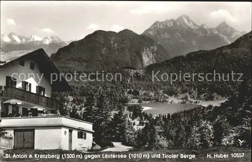 St Anton Kranzberg gegen Lautersee und Tiroler Berge Kat. Garmisch Partenkirchen