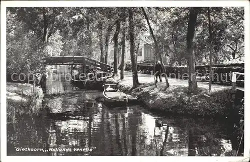 Giethoorn Hollands Venetie Kahn Wasserstrasse Bruecke Kat. Steenwijkerland