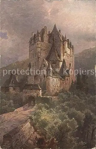 Burg Eltz im Moseltal Kuenstlerkarte Kat. Muenstermaifeld