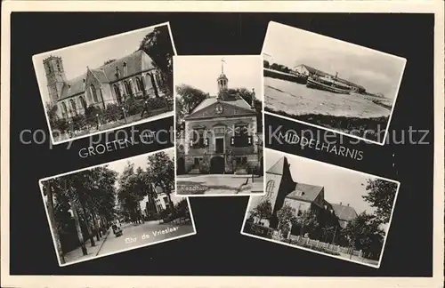 Middelharnis Kerk Haven Rijks HBS Raadhuis Chr. de Vrieslaan Kat. Middelharnis