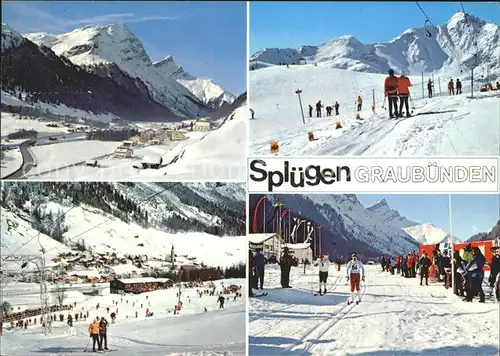 Spluegen GR Skilift Danatzhoehe Tambohorn Skiwiese  Kat. Spluegen