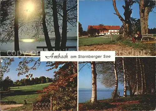 Ambach Starnbergersee Abendstimmung Uferpartie am See Bauernhaus Kat. Starnberg