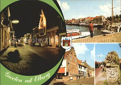 Elburg Hafen und Strassepartie bei Nacht Kat. Niederlande