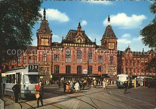 Amsterdam Niederlande Centraal Station Bahnhof Strassenbahn Kat. Amsterdam