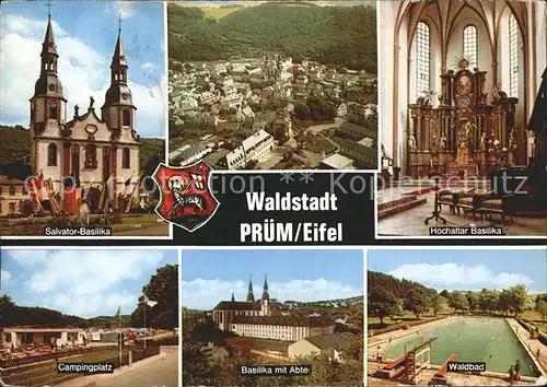 Pruem Eifel Salvator Basilika Hochaltar Abtei Waldbad Campingplatz Wappen Waldstadt Kat. Pruem