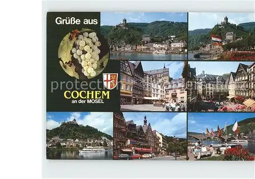 Cochem Mosel Burg Marktplatz Moselpartie Teilansicht Bruecke Kat. Cochem