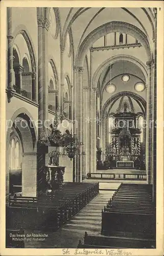 Werden Ruhr Abteikirche Inneres Mittelschiff und Hochaltar Kat. Essen