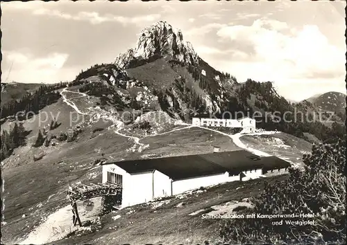 Kampenwand Chiemgau Seilbahnstation mit Kampenwand Hotel und Westgipfel Kat. Aschau i.Chiemgau