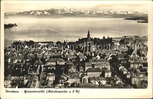 Konstanz Bodensee Fliegeraufnahme mit Muenster Alpen Kat. Konstanz