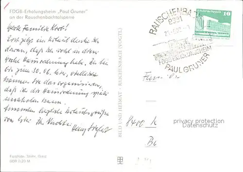 Rauschenbachtalsperre FDGB Erholungsheim Paul Gruner 