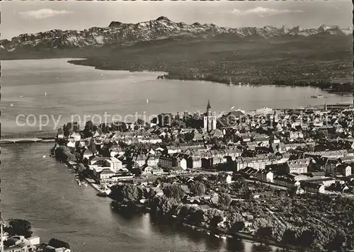 Konstanz Bodensee Fliegeraufnahme mit Alpen Kat. Konstanz