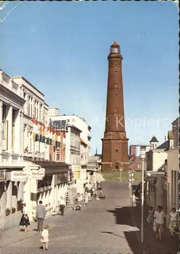 Borkum Nordseebad Strandstrasse mit Leuchtturm Kat. Borkum