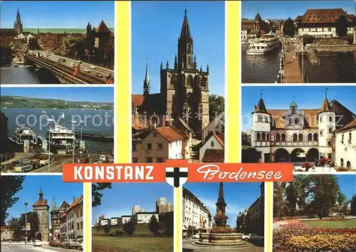 Konstanz Bodensee Bruecke Muenster Faehre Faehrhafen Rathaus Stadttor Brunnen Park Kat. Konstanz