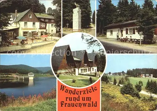 Frauenwald Thueringen Gaststaette Fraubachmuehle Monument am Bohrstuhl Waldbaude Dreiherrnstein Talsperre Schoenbrunn Rennsteig Wanderhuetten OT Allzunah Kat. Frauenwald