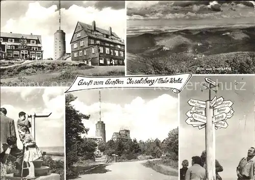 Grosser Inselsberg Restauration Sendeanlage Panorama Aussichtsplatz Wegweiser Kat. Brotterode