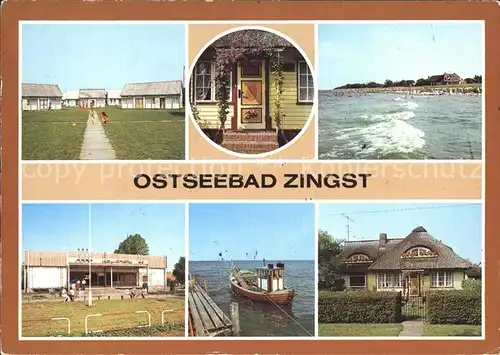 Zingst Ostseebad Bungalowdorf Fischerboot Rohrdachhaus Stoertebekerstrasse  Kat. Zingst Darss