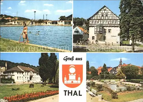 Thal Ruhla Schwimmbad Rathaus Hotel Thalfried Parkanlagen  Kat. Ruhla