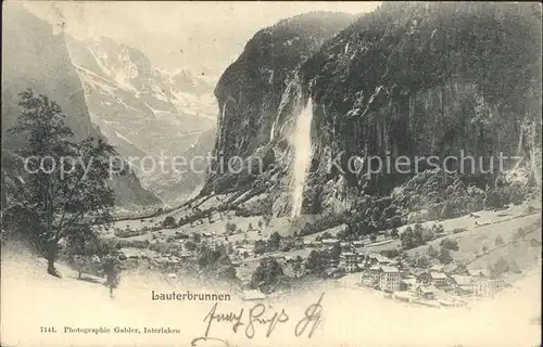 Lauterbrunnen BE Teilansicht mit Wasserfall Kat. Lauterbrunnen