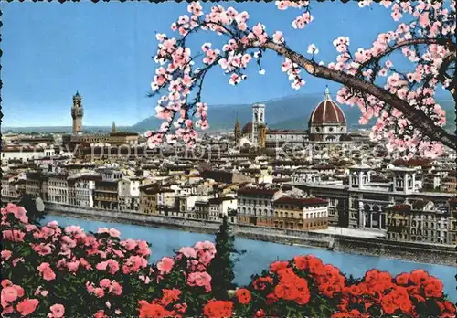 Firenze Toscana Stadtbild mit Dom Palast Baumbluete Kat. Firenze