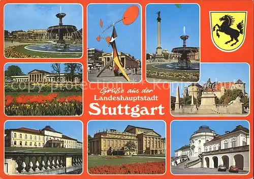 Stuttgart Schlossplatz Brunnen Altes Schloss Schillerplatz Fernsehturm Kat. Stuttgart