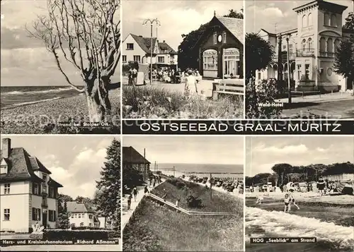 Graal Mueritz Ostseebad Strand bei Stolper Ort Wald Hotel Richard Assmann  Herz Kreislaufsanatorium HOG Seeblick Strand  Kat. Seeheilbad Graal Mueritz