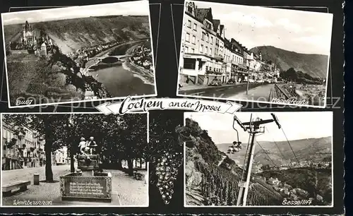 Cochem Mosel Burg Moselstrasse Sessellift Weinbrunnen Kat. Cochem