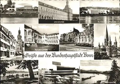 Bonn Rhein Beethovenhalle Universitaet Bundeshaus Bundeskanzlei Poppelsdorfer Schloss Stadtgarten Theater Rheinpartie Kat. Bonn