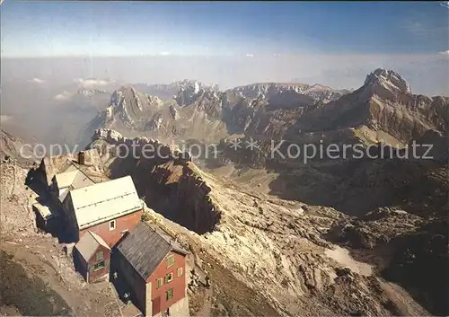 Saentis AR Fliegeraufnahme Gipfelhaeuser Kat. Saentis