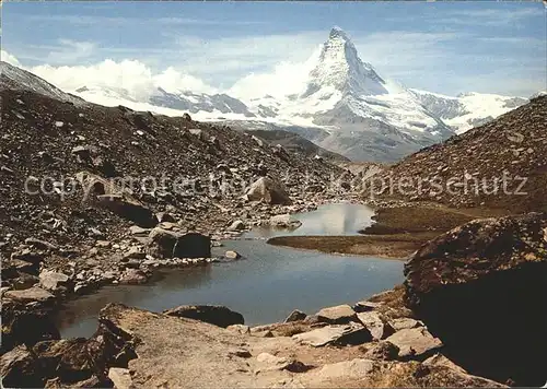 Zermatt VS Fluealpsee mit Blick zum Matterhorn Walliser Alpen Kat. Zermatt