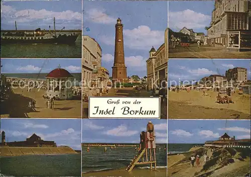 Borkum Nordseebad Teilansichten Insel Dampfer Pavillon Strand Leuchtturm Duenen Kat. Borkum