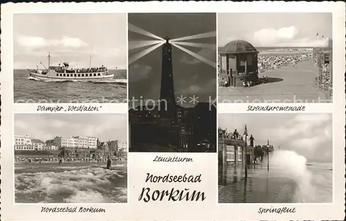 Borkum Nordseebad Dampfer Westfalen Leuchtturm Strandpromenade  Kat. Borkum