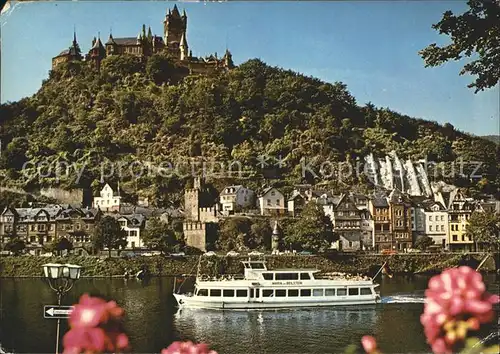 Cochem Mosel Alte Reichsburg mit Personenschiff Kat. Cochem