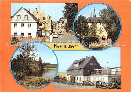 Neuhausen Marienberg Bahnhofstrasse Schloss Purschenstein Ferienheim Dachsbaude  Kat. Marienberg