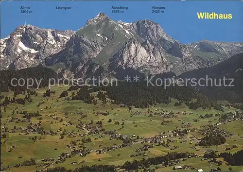 Obertoggenburg Wildhaus Flugaufnahme Saentis Schafberg Kat. Wildhaus