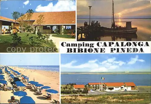 Pineda Bibione Camping Capalonga Strand Fischerboot Sonnenuntergang