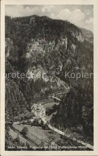 Polenztal mit Hotel Waltersdorfer Muehle Kat. Hohnstein