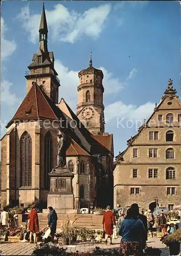 Stuttgart Stiftskirche mit Fruchtkaesten und Schillerdenkmal Kat. Stuttgart