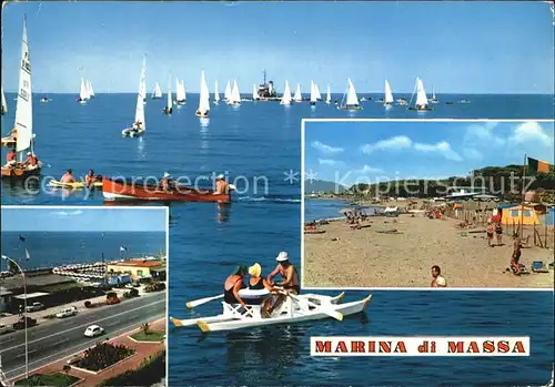 Marina di Massa Segelboote Strand Strassenpartie Kat. Massa