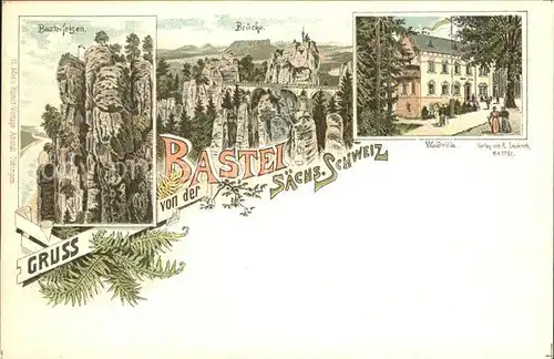 Saechsische Schweiz Bastei Felsen Bruecke Hotel Kat. Rathen Sachsen