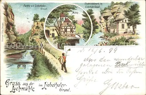 Lochmuehle Saechsische Schweiz Liebethaler Grund Muehle Elektrizitaetswerk Reichspost Litho / Lohmen Sachsen /Saechsische Schweiz-Osterzgebirge LKR