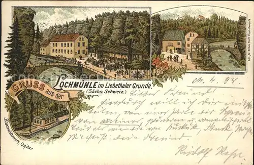 Lochmuehle Saechsische Schweiz Liebethaler Grund Gaststaette Elektrizitaetswerk Reichspost Litho / Lohmen Sachsen /Saechsische Schweiz-Osterzgebirge LKR