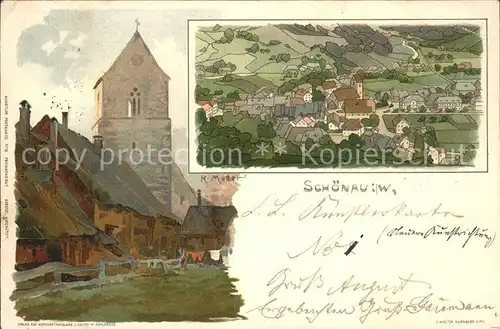 Mutter K. Schoenau i. W. Kirche Nr. 16  Kat. Kuenstlerlitho