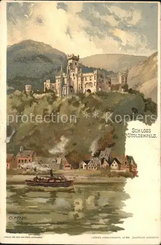 Pfaff C. Schloss Stolzenfels Nr. 64 Kat. Kuenstlerlitho