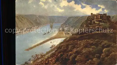 Hoffmann Heinrich Ruine Rheinfels St. Goar St. Goarshausen Nr. 7 Kat. Kuenstlerkarte