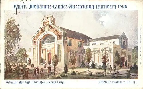 Ausstellung Bayr Landes Nuernberg 1906 Gebaeude der Staatsforstverwaltung  Kat. Expositions