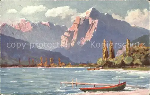 Kutscha Paolo Die Schweiz Walensee Boot Nr. 73  Kat. Kuenstlerkarte