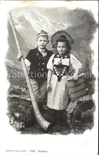 Alphorn Kinder Trachten Bern Kat. Musik