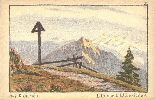 Zuericher U.W. Auf Riederalp Litho Kat. Kuenstlerlitho