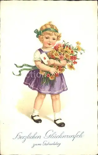 Kinder Child Enfants Maedchen Blumen Brief Geburtstag Kat. Kinder